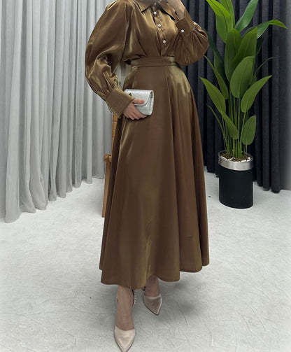 Ensemble chemise et jupe marron
