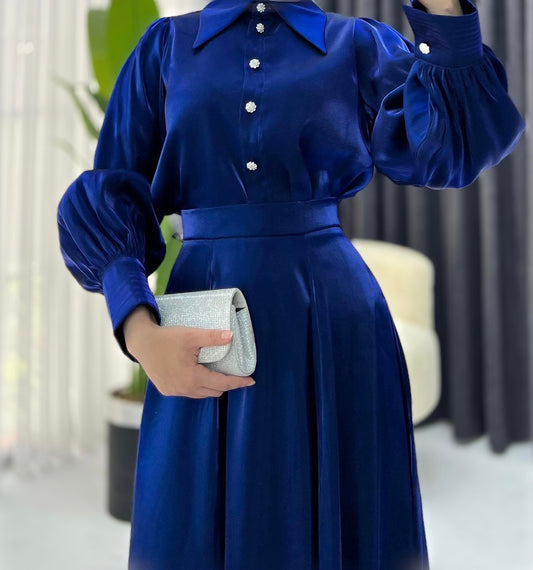 Ensemble chemise et jupe bleu